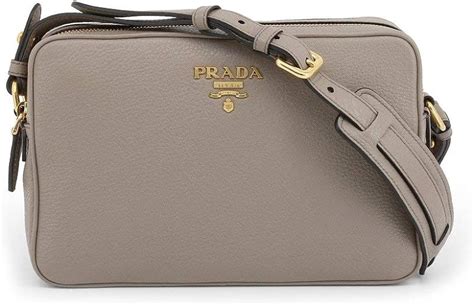 Prada Women's Gray Vitello Phenix Leather Crossbody 1BH079